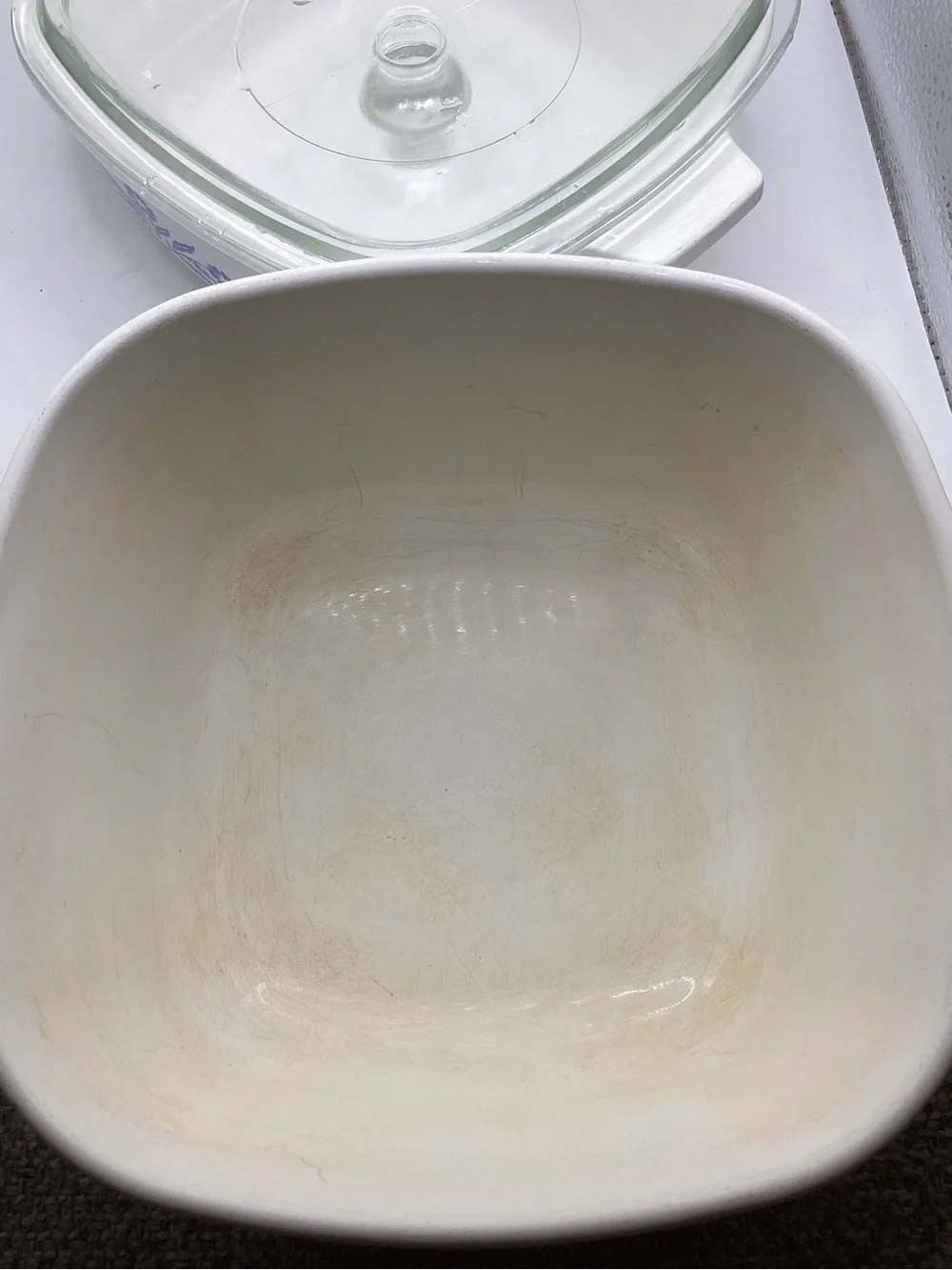 Corningware White Glass Casserole Set with Blue Cornflower Motif 1 qt & 1 3/4 qt